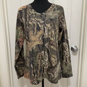 Mossy Oak Camo Break Up Country Real Tree Camp T-Shirt‎ Women's Large Camouflage